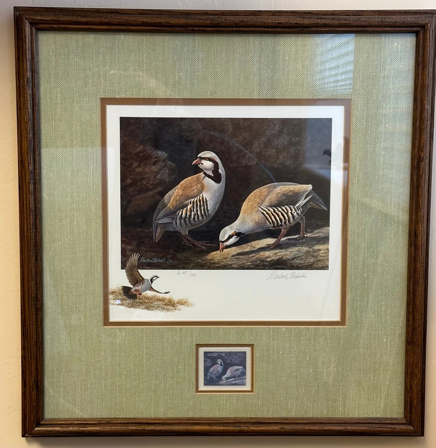 1982 Washington State Upland Bird Permit (Chukar) Print and Stamp
