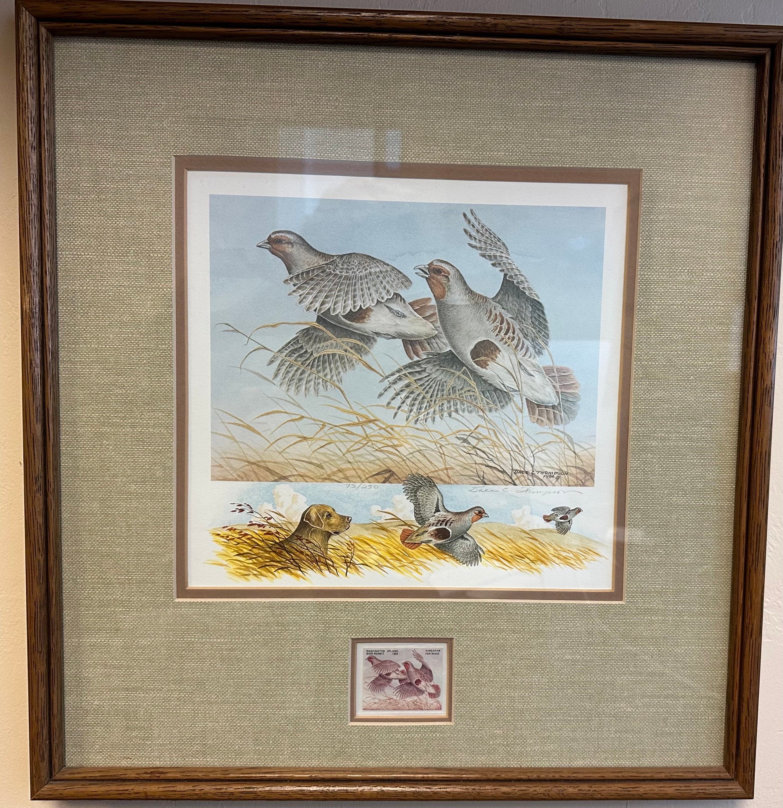 1984 Washington State Upland Bird Permit (Hungarian Partridge) Print and Stamp