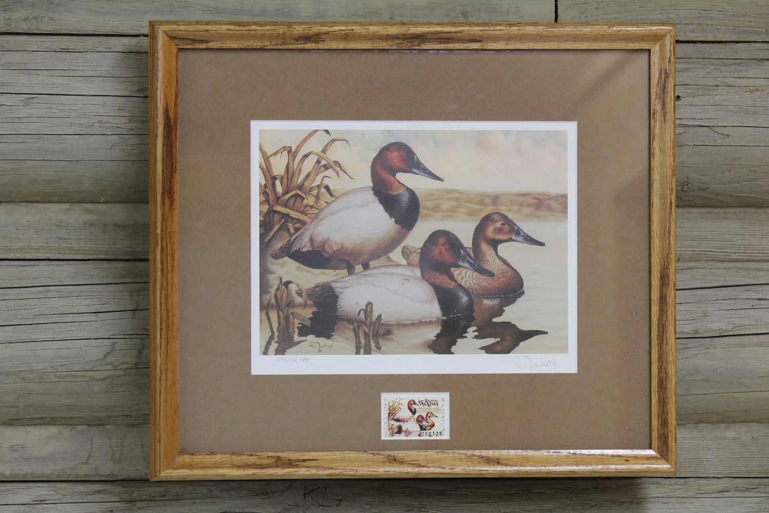 1987 Washington State Canvasback Duck Print and Stamp by R. Nichol (128/12180)