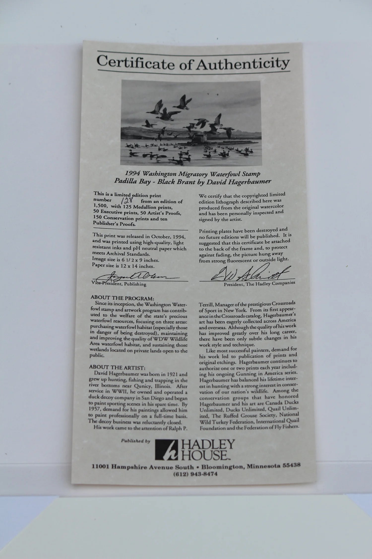 1994 Washington State Black Brant Stamp and Print