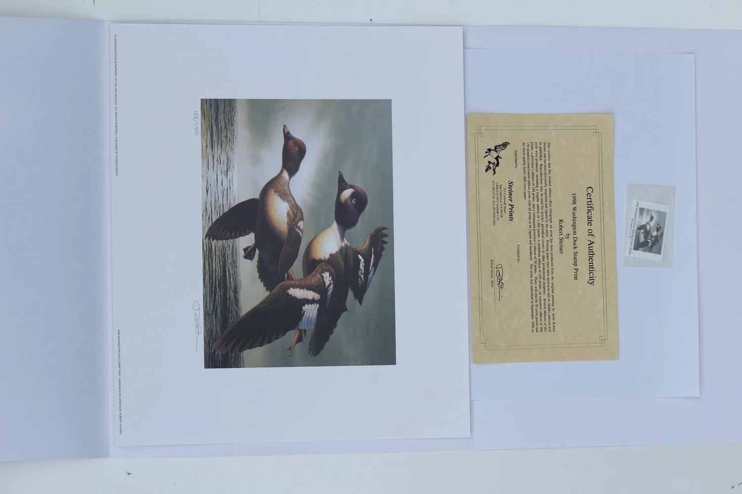 1998 Washington State Common Goldeneye Duck Print and Stamp