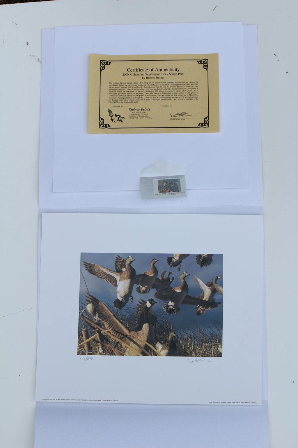 2000 Washington State American Widgeon Duck Print and Stamp