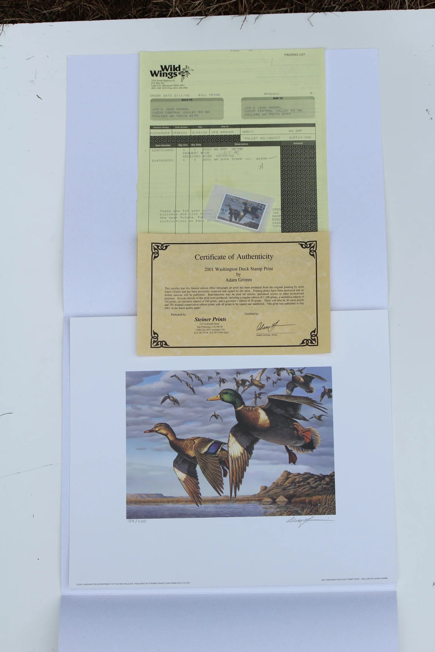2001 Washington State Mallard Duck Print and Stamp