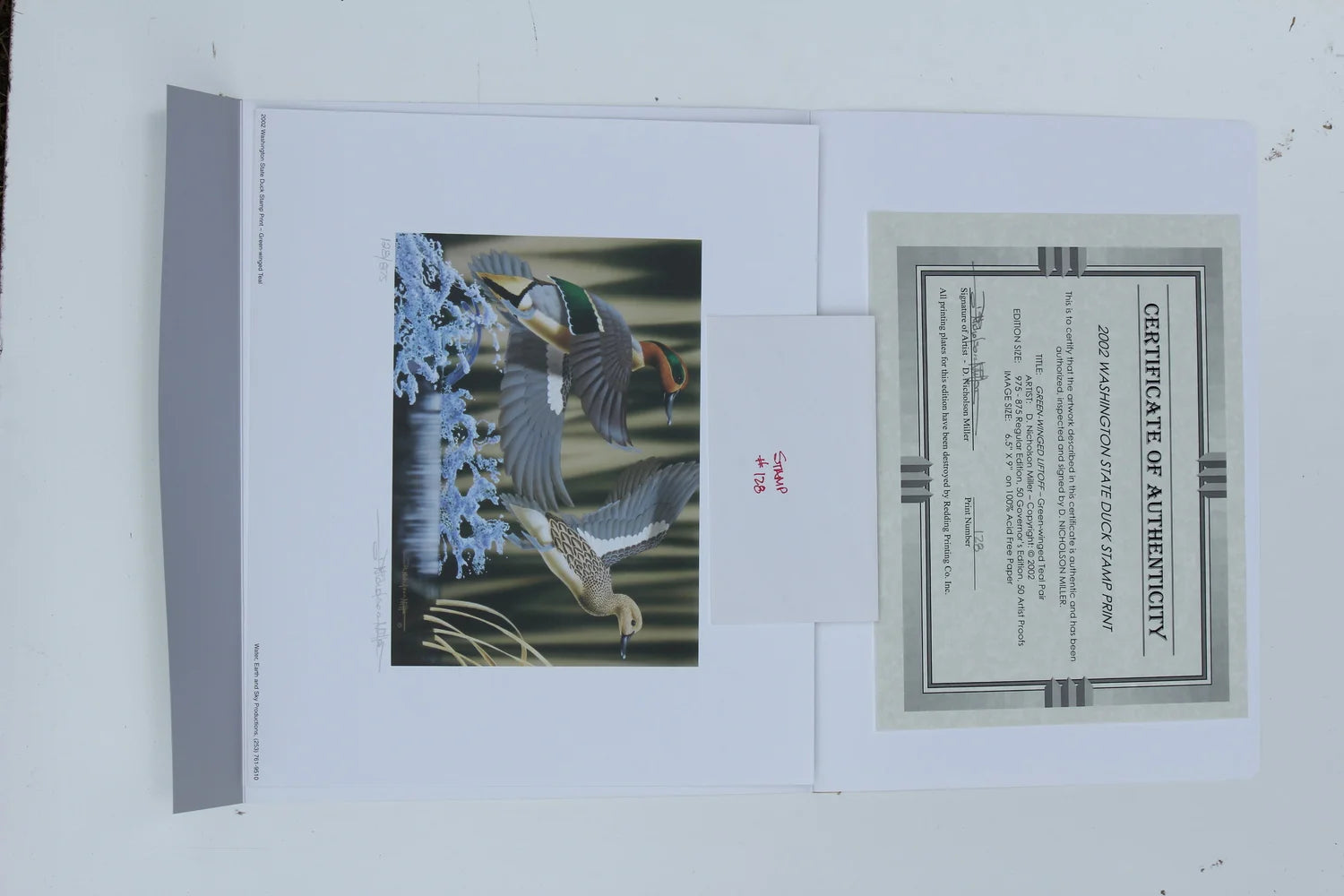 2002 Washington State Green-winged Teal Duck Stamp and Print