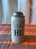Antique 1916 Kgl. Hof-Bräuhaus München 1L German Beer Stein with Pewter Lid HB No. 9033