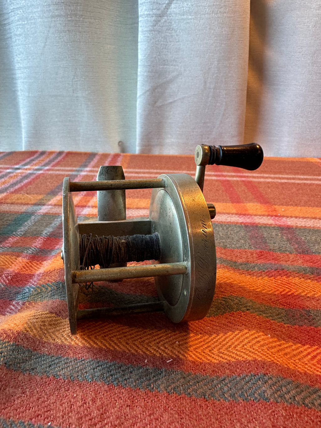 Antique German Hand Line Reel Engraved "B.B. Bochum" Cast Metal c.1900