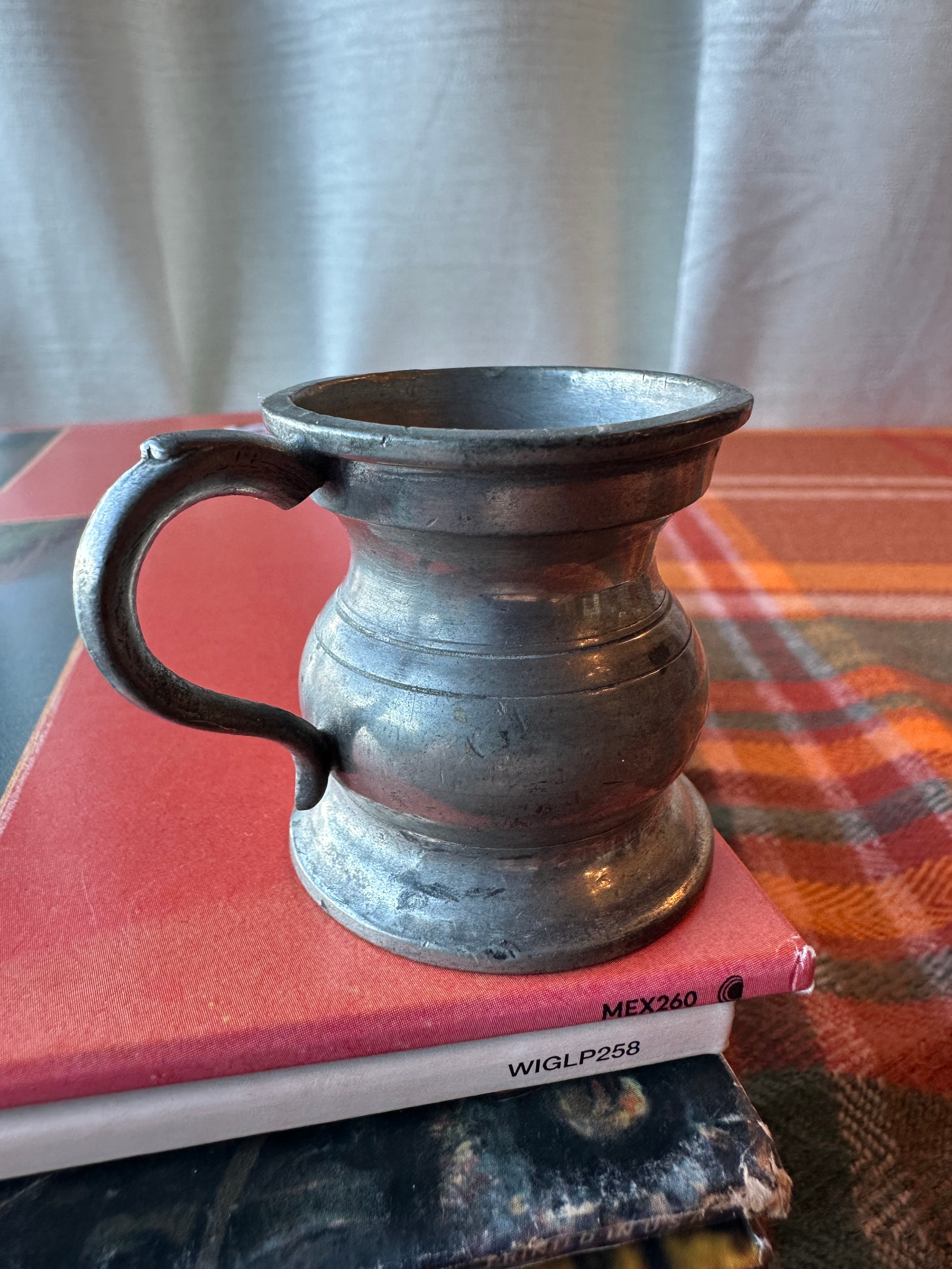 Antique Miniature Pewter Tankard Mug | Late 19th Century | Small Baluster Form