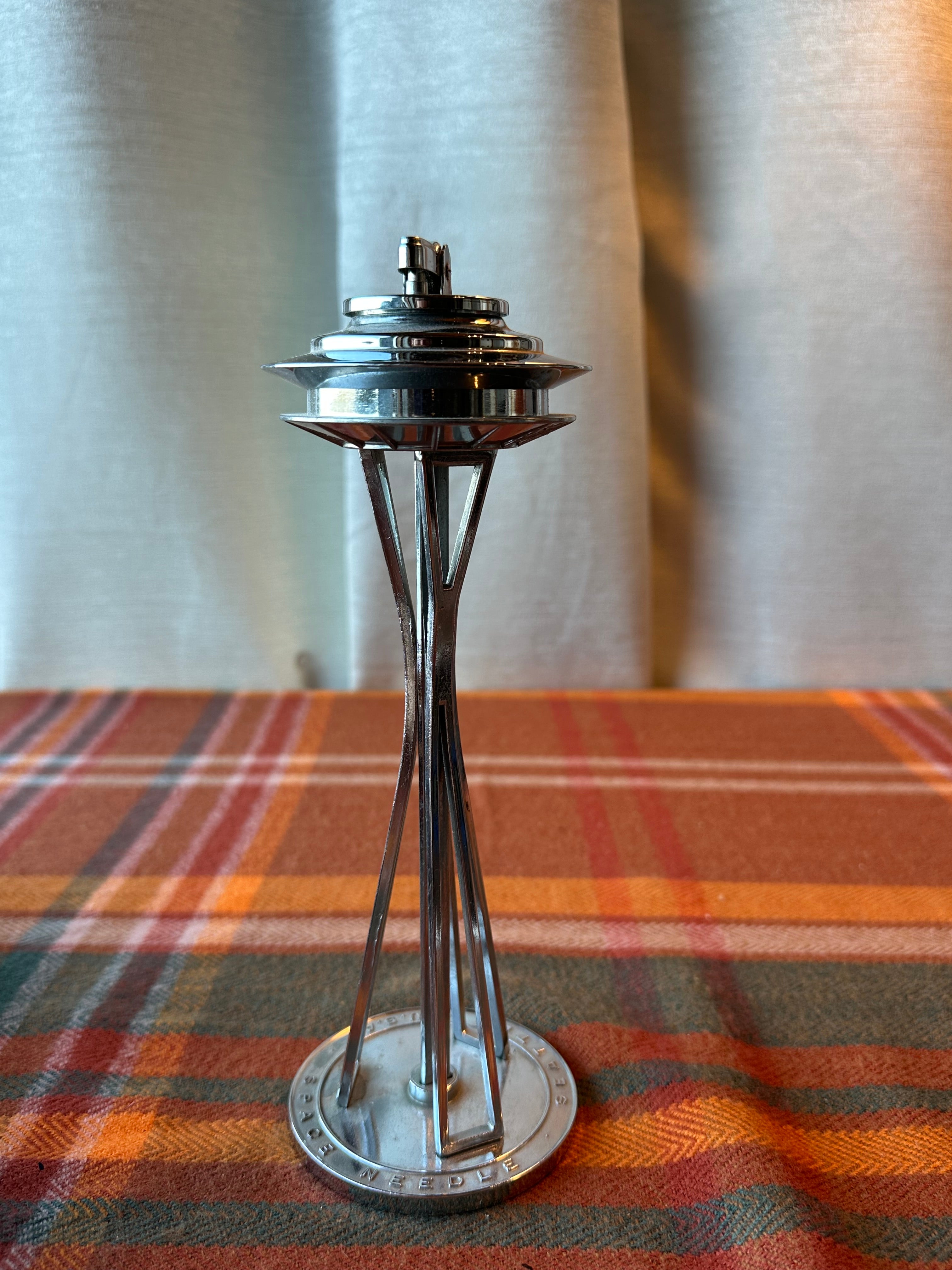 Vintage Seattle Space Needle Table Lighter | Mid Century Chrome Cigarette Lighter | Souvenir Desk Lighter