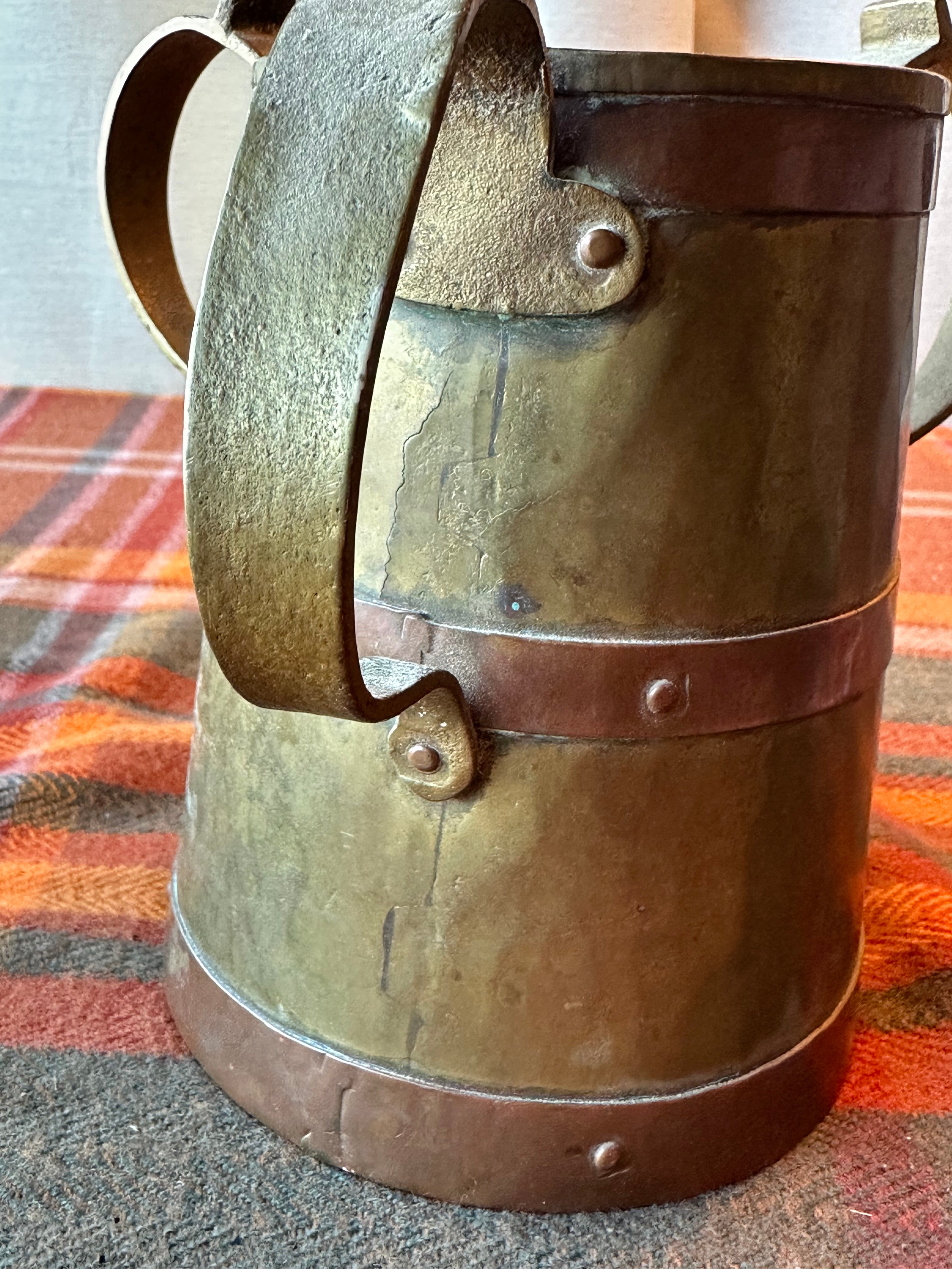 Vintage Solid Brass Arts & Crafts Two Handle Cachepot Planter | Rustic Brass Vase | Made in India