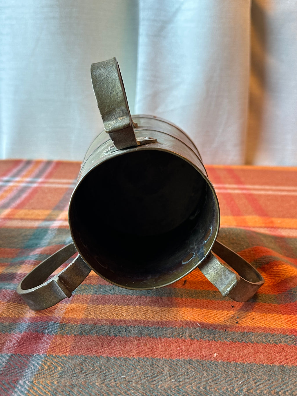 Vintage Solid Brass Arts & Crafts Two Handle Cachepot Planter | Rustic Brass Vase | Made in India