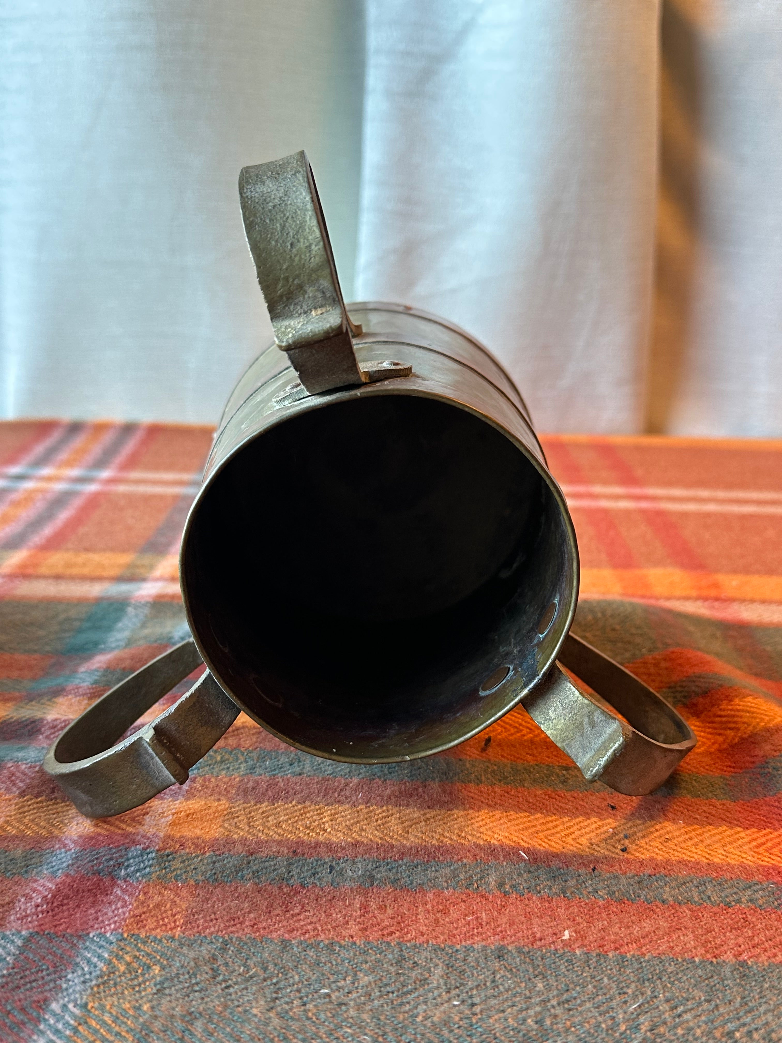Vintage Solid Brass Arts & Crafts Two Handle Cachepot Planter | Rustic Brass Vase | Made in India