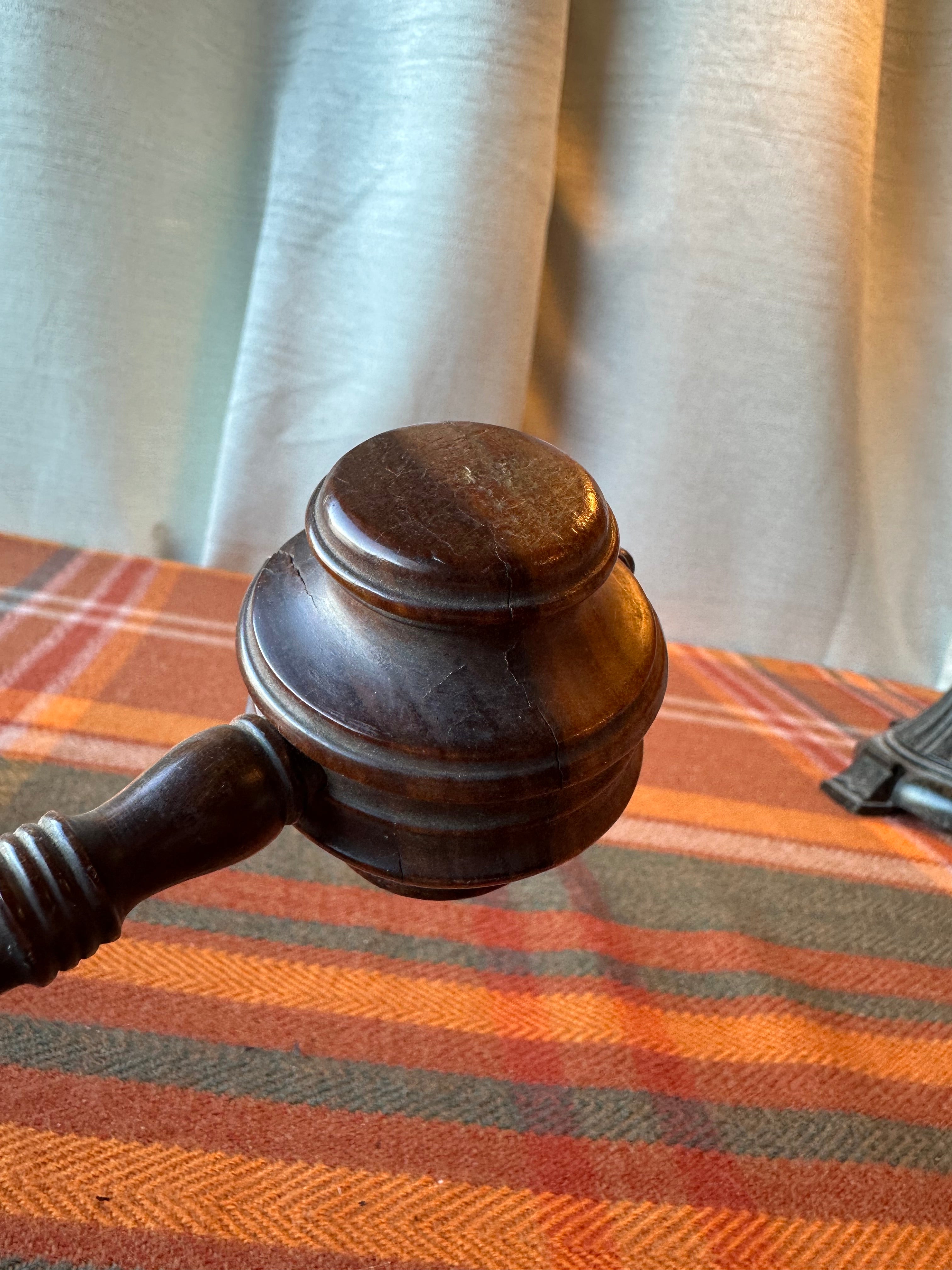 Vintage Wooden Auctioneer Judge's Gavel | Solid Hardwood Mallet | Courtroom & Legal Decor
