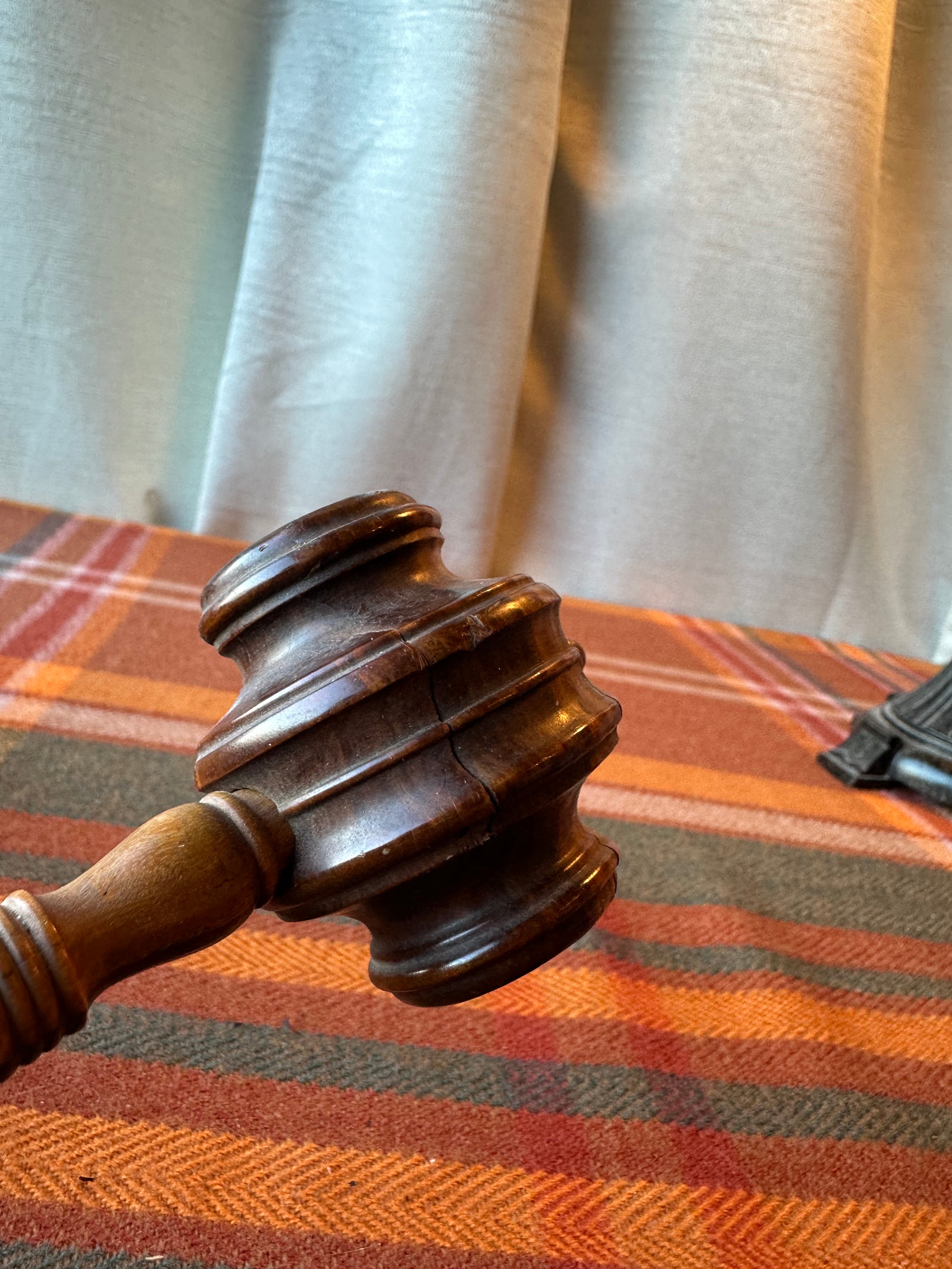 Vintage Wooden Auctioneer Judge's Gavel | Solid Hardwood Mallet | Courtroom & Legal Decor