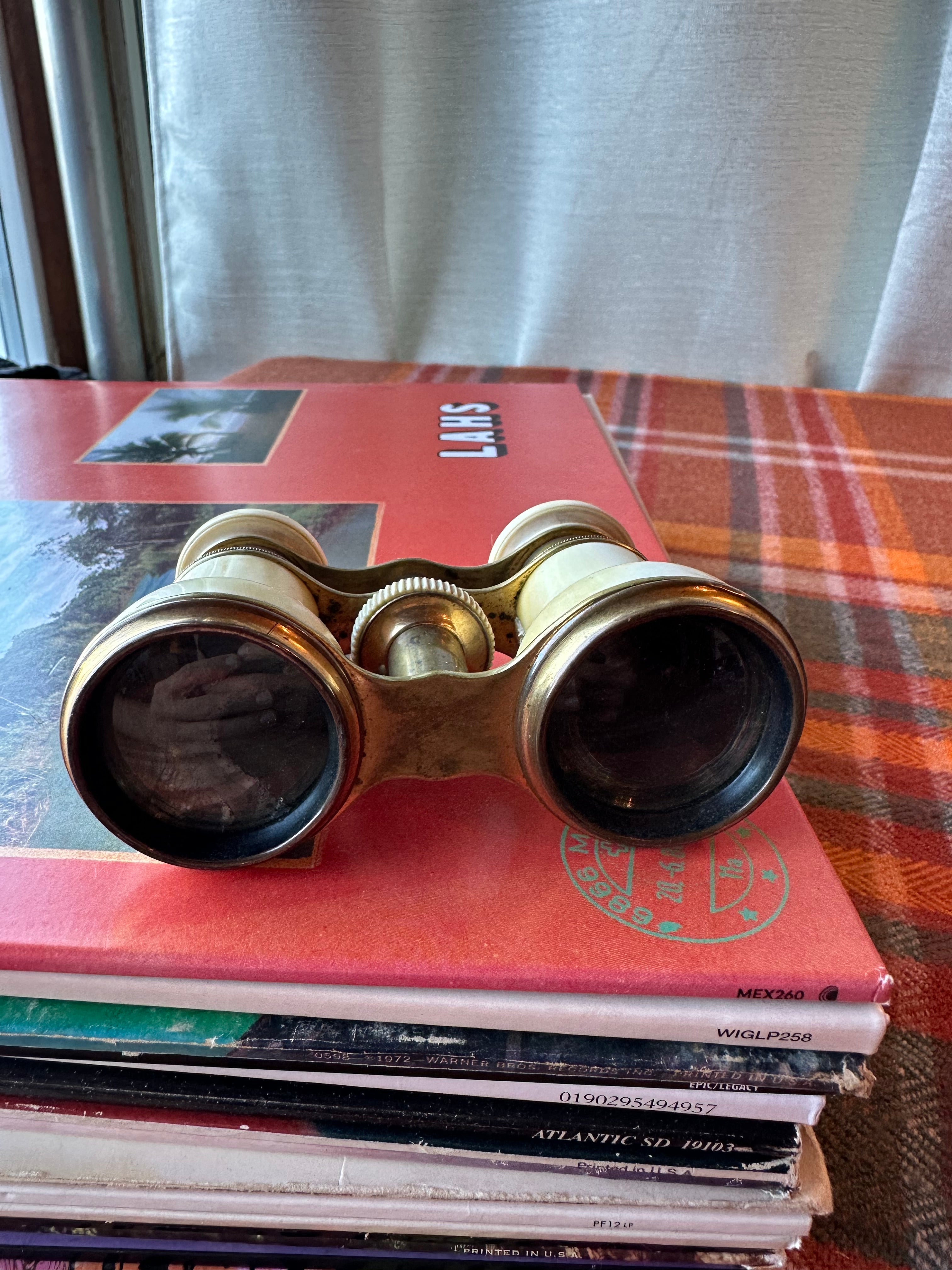 Antique Opera Glasses Binoculars | Mother of Pearl & Brass Theater Glasses | Victorian Field Glasses