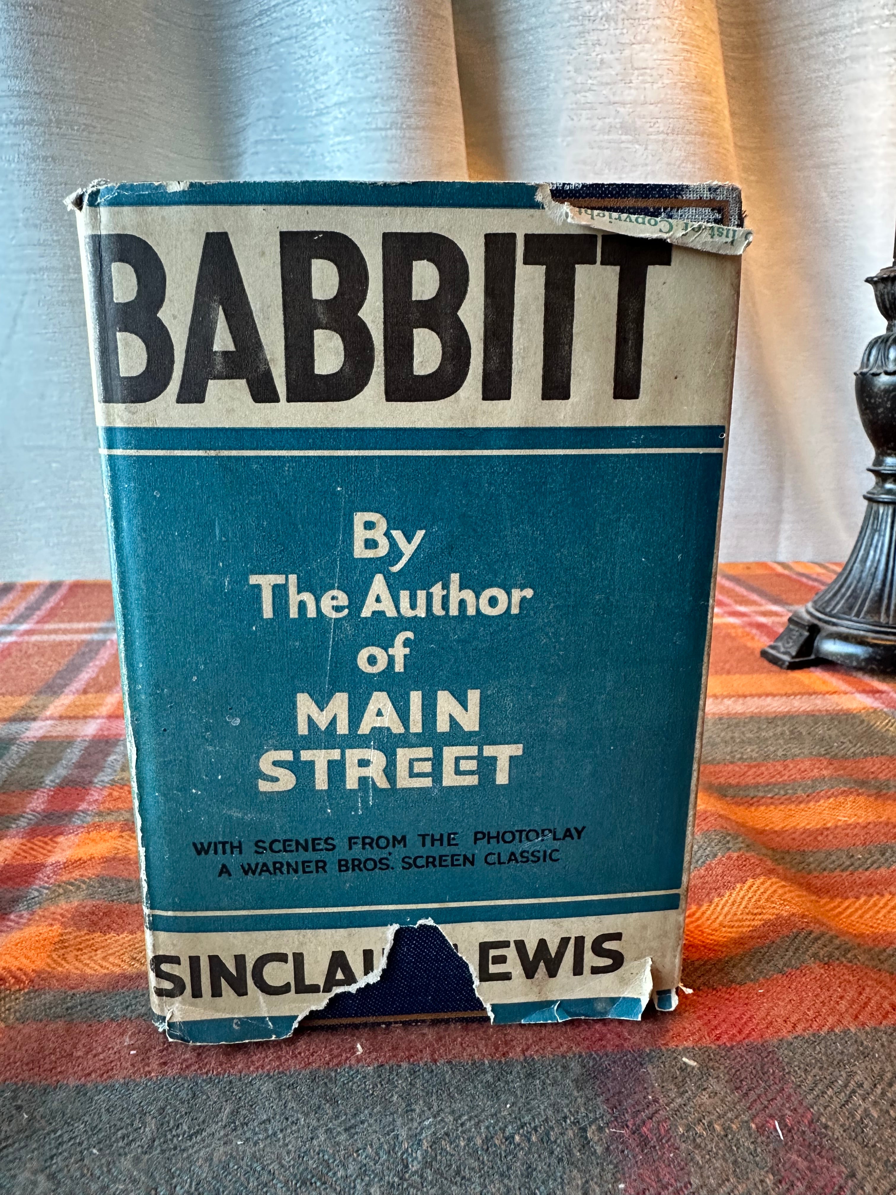 Sinclair Lewis Babbitt | Photoplay Edition with Dust Jacket | Grosset & Dunlap | Vintage Hardcover