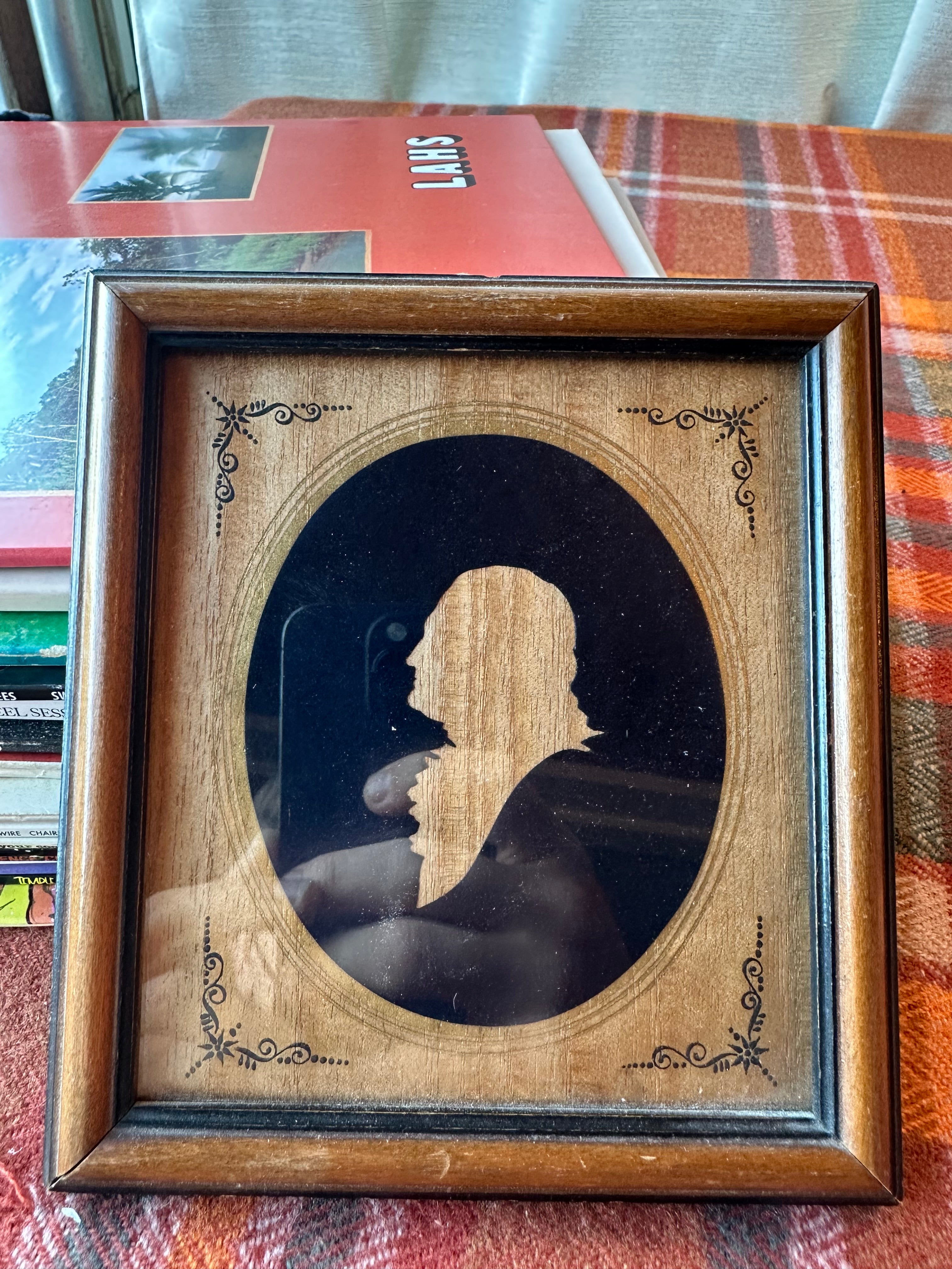 Vintage Hallmark George Washington Silhouette Framed Print | M17 | Colonial Americana Wall Decor