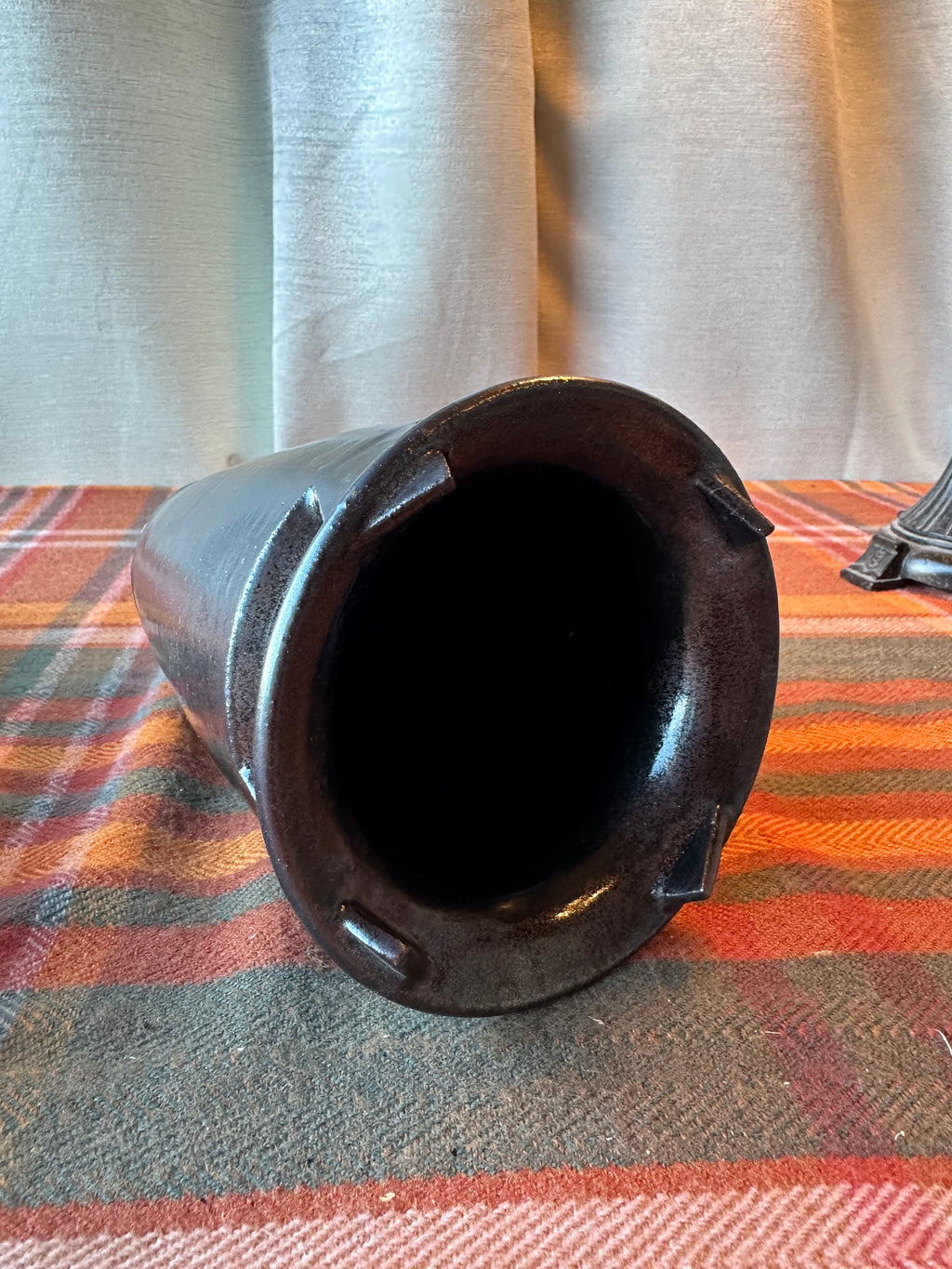 Handmade Studio Pottery Stoneware Vessel Vase | Brown Earth Tone Glaze | Artisan Decorative Pot