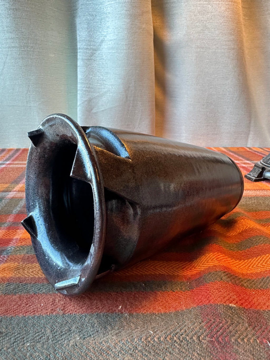 Handmade Studio Pottery Stoneware Vessel Vase | Brown Earth Tone Glaze | Artisan Decorative Pot