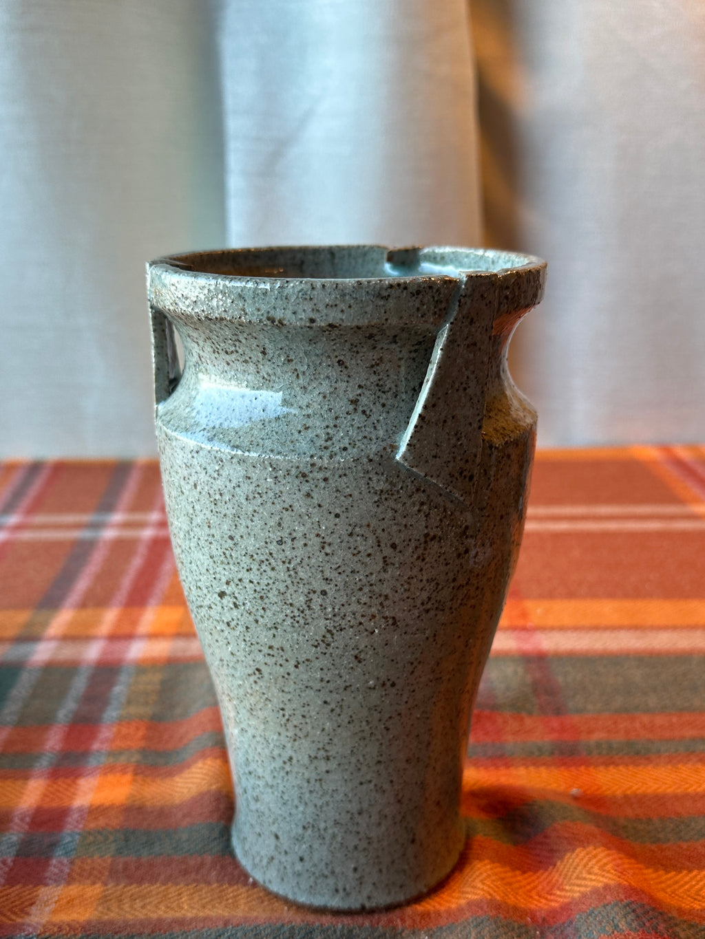 Handmade Studio Pottery Stoneware Vessel Vase | Brown Earth Tone Glaze | Artisan Decorative Pot