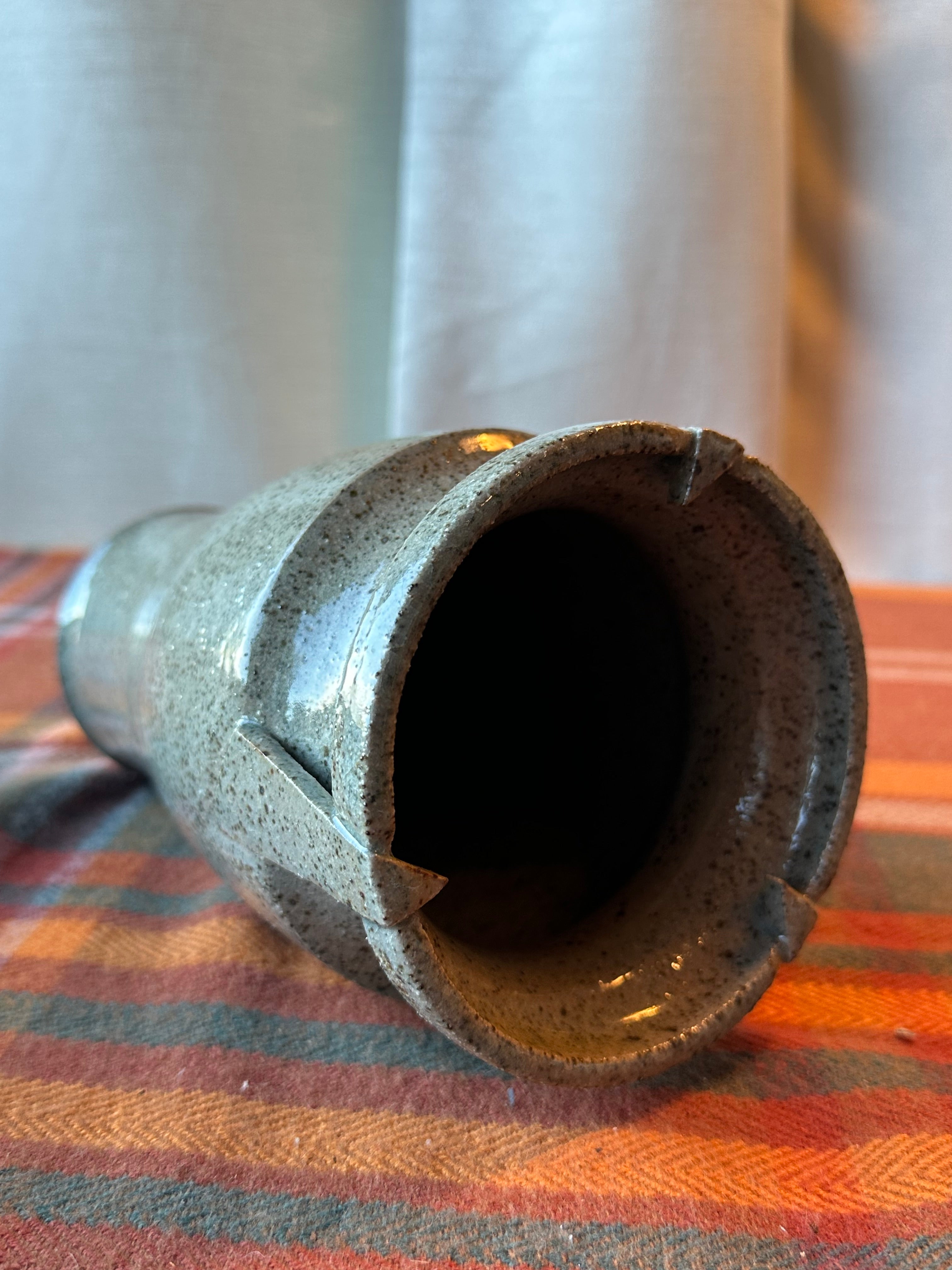 Handmade Studio Pottery Stoneware Vessel Vase | Brown Earth Tone Glaze | Artisan Decorative Pot
