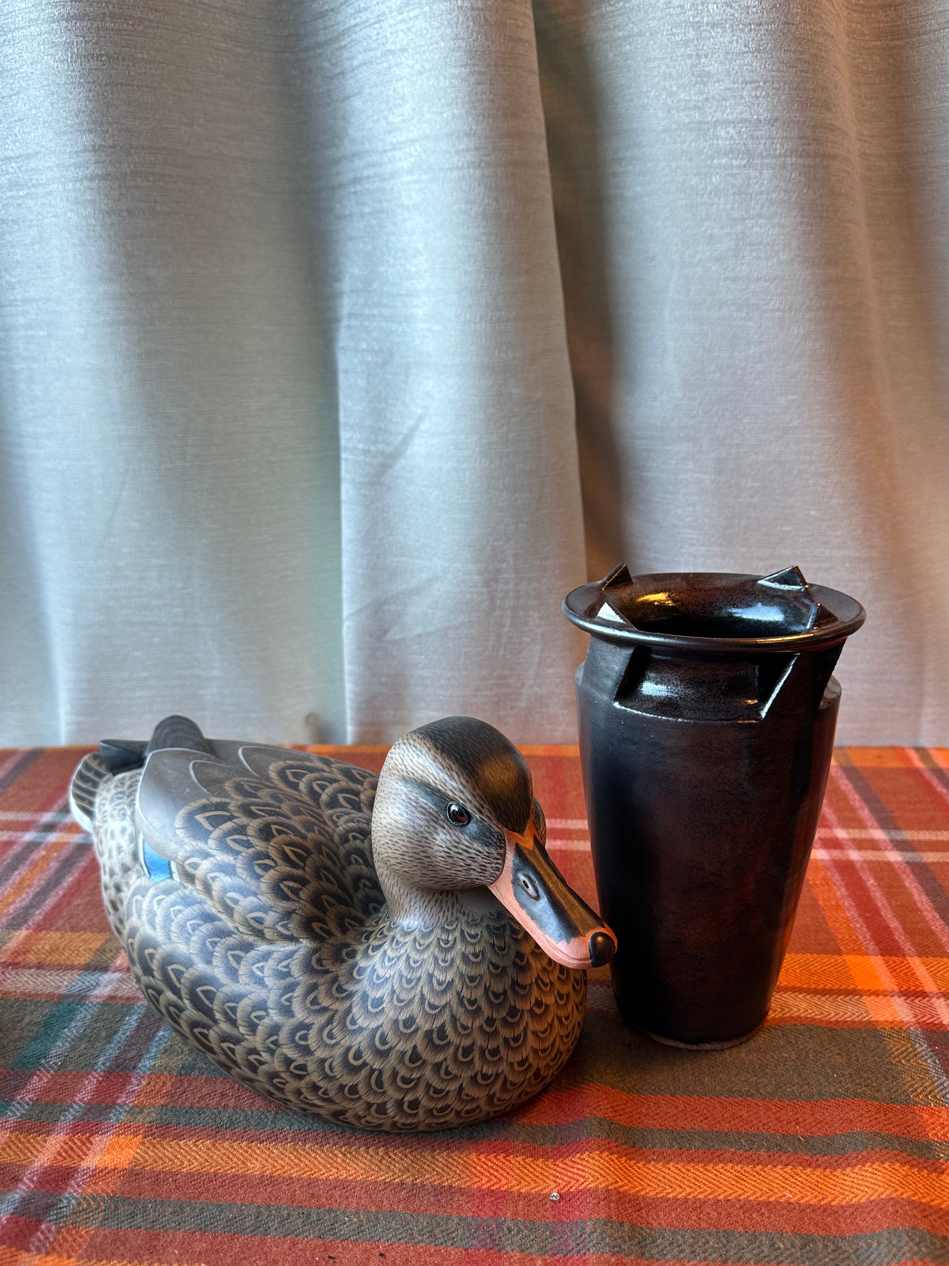 Handmade Studio Pottery Stoneware Vessel Vase | Brown Earth Tone Glaze | Artisan Decorative Pot