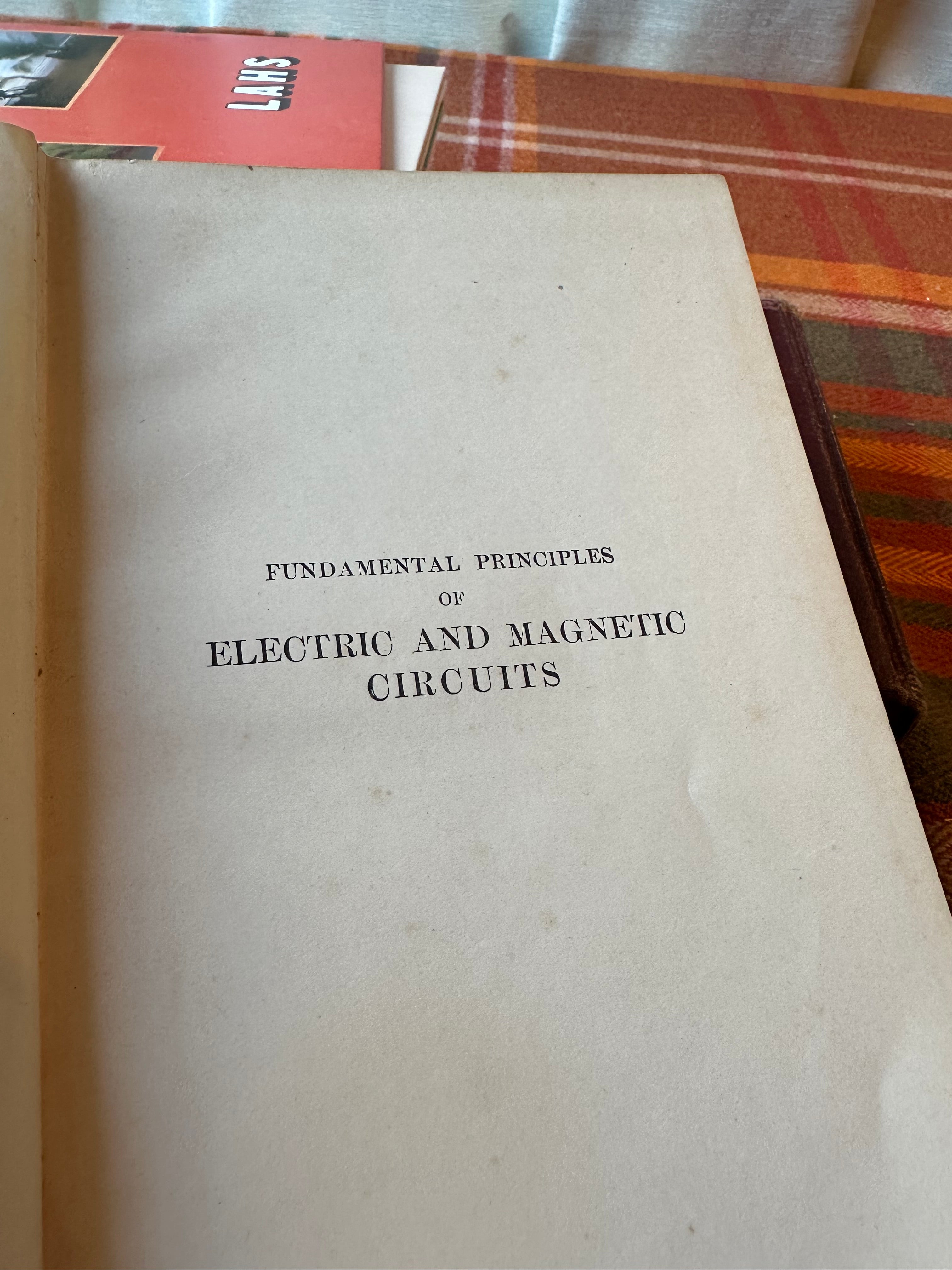 Vintage 1920 Fundamental Principles of Electric and Magnetic Circuits by Fred Alan Fish | First Edition McGraw-Hill Engineering Book