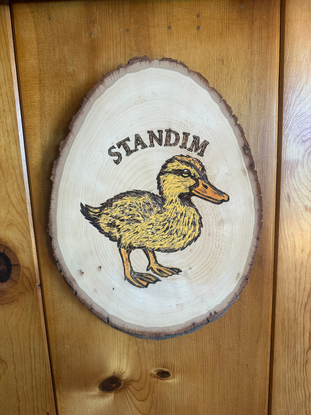 Standim Duck Hand Wood Burned Painting