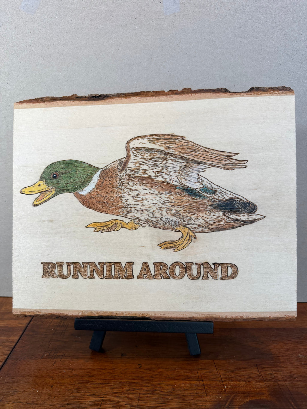 Runnim Around Hand Wood Burned Painting