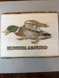 Runnim Around Hand Wood Burned Painting